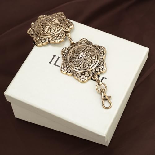 ILuvatar Western Metal Concho Belt for Women Cowgirl Waist Chain for Women Dress Pants Adjustable - color: Gold-t49
