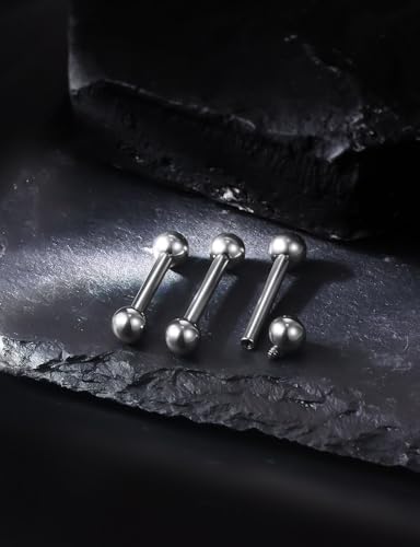 2G 4G 6G 8G 10G 12G 14G 16G Astm F136 Titanium Internally Threaded Nipple Tongue Rings Piercing Jewelry Industrial Straight Barbell Tongue Nipple Ring Bridge Piercing Jewelry For Women Men - size: 12 Gauge-12MM
