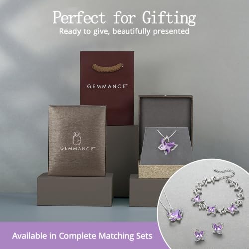 Butterfly Necklace, Birthstone Crystal, for Women, Silver Tone Pendant Jewelry, Anniversary Birthday Gift for Her, Wife & Mom, 18"+2" - color: 06-June Birthstone - Alexandrite Light Purple Crystal