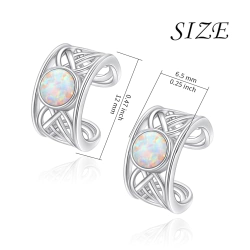 Birthday Gifts 925 Sterling Silver Ear Cuff Non Pierced Fake Cartilage Cuffs Huggie Earrings for Women Girls - Set of 2 - style: Celtic Opal