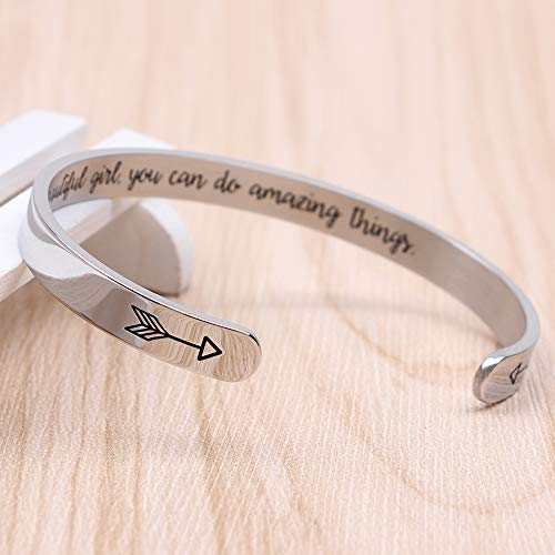Btysun Bracelets for Women Mothers Day Bracelet Gifts from Daughter Inspirational Gifts for Women Graduation Gifts for Her Motivational Birthday Cuff Bangle Friendship Personalized Mantra Jewelry… - style: 1 Beautiful you can do amazing things