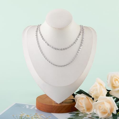 KYUNHOO 5M Flower Circle Chain Roll Silver Jewelry Chains for Necklace DIY | 304 Stainless Steel Chains Bulk Embossed Cable Link Sunflower Chain for Crafts Making - color: Oval Silver