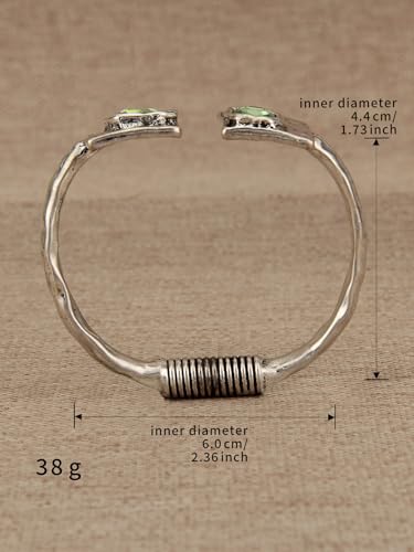 GelConnie Chunky Cuff Bangle Bracelet for Women, Statement Jewelry | Gold and Silver Tone Cuff Bangles with Resin, Crystal and Textured Accents for Party, Vacation and Dressy Looks - style: Bangle 06-Silver