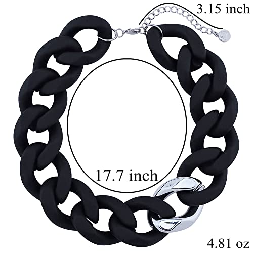 Firstmeet Statement Chunky Acrylic Chain Link Choker Necklace for Women - color: Black