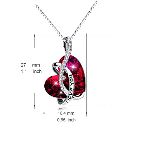 AOBOCO I Love You Sterling Silver 12 Birthstone Heart Pendant Necklace Embellished with Crystals from Austria, Mother's Day Anniversary Birthday Jewelry Christmas Gifts for Women Grandma Nana - color: C-January