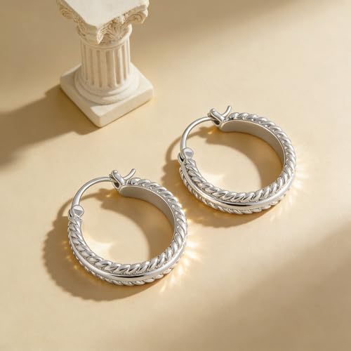 Two Tone Silver and Gold Plated Hoop Earrings for Women Mixed Metal Hypoallergenic Statement Valentines Jewelry Gifts - style: Silver Hoops