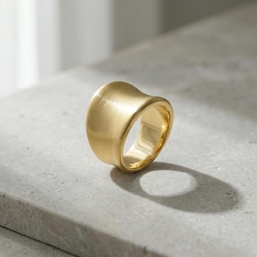 Chunky Rings for Women Gold and Silver Statement Rings Fashion Band Ring Cocktail Costume Jewelry Gift - color: Gold, size: 10