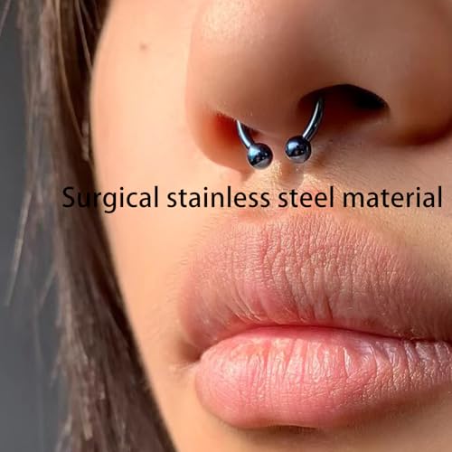 16G Horseshoe Rings Surgical Steel Nose Septum Horseshoe Hoop Earring Eyebrow Tragus Lip Rings Daith Helix Piercing Jewelry for Women Men 6-12mm Smily Piercing Jewelry - color: 18G Silver Septum rings lip rings