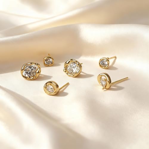 Shiny Gold Butterfly Earrings for Women | 14K Real Gold Plated Butterfly Earrings for Women, Dainty & Trendy Butterfly Stud Earrings for Fashion Jewelry Gifts - color: AZ38