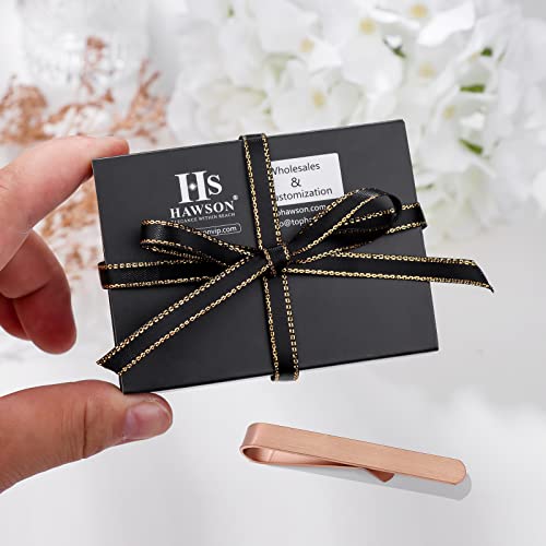 HAWSON Skinny Tie Clip Bar Set, 2 Inch Tie Clip for Men - Wedding, Meeting, Party Gift Set - color: 1 pcs Brushed Rose Gold
