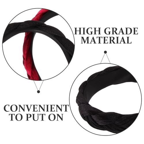 Abaodam 2pcs Velvet Braided Headbands with Wide Padded Sponge, Soft Fabric Hairbands for Women, Suitable for Photography and Daily Wear