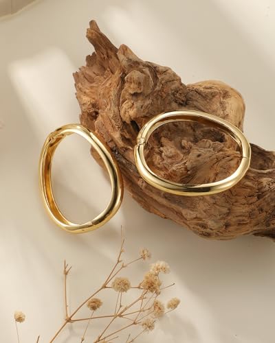 Chunky Gold Bangle Bracelets for Women, Gold Twist Cuff Bracelet | Trendy Stackable Bangles Set Fashion Jewelry Gifts - color: 2PCS Gold-B