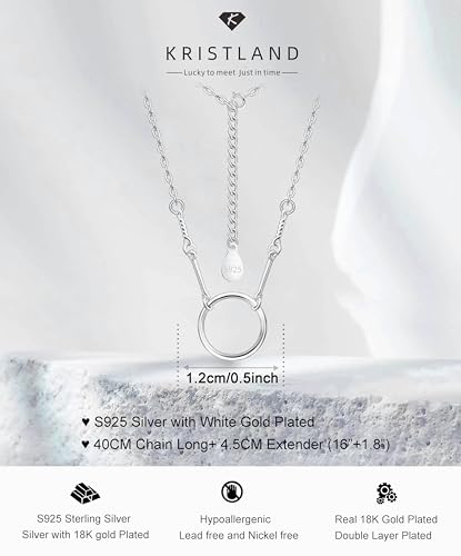 S925 Silver Women's Bar Necklace/Double Circle Layered Y Necklace Chain Adjustable Long/Tiny Pendant Chain Choker for Lady Gift - style: Circle A