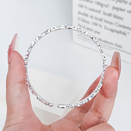 925 Sterling Silver Bangles For Women Handmade Silver Bangles Open Adjustable Bangle Bracelets For Women Silver Open Cuff Bracelets Stackable Wrap Bangles Festival Jewelry Gifts - color: Style 03