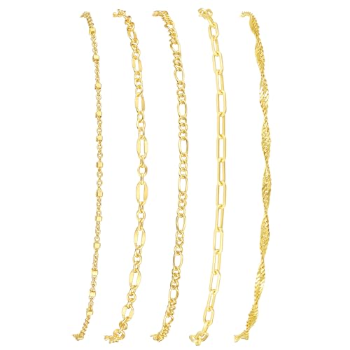 Gold Bracelets for Women, 14K Gold Plated Stackable Bracelet Stack Set Adjustable Charm Small Square Chain Snake Link Layered Waterproof Jewelry Sets Gifts - color: Bracelets-2 Gold