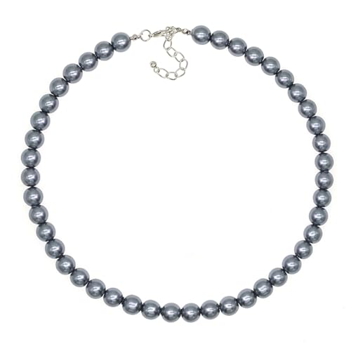 Long Simulated 10mm AAA Pearl Strand Necklace for Women Multicolor Pearl Choker Necklace 1920s Pearl Statement Necklace Costume Jewelry - color: 10mm Grey