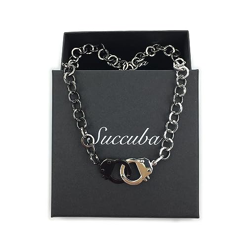 Succuba Stainless Steel Handcuff Choker Necklace Chain Pendant Choker Collar Necklace for Women and Men from 16 to 24 Inches with Box - color: C, size: 22 Inches