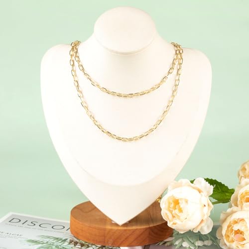 32.8 Feet Thin Paperclip Chains Width 4MM Craft Chain for Necklace Bracelet Earring Making Gold Plated Iron Chain Bulk with Lobster Clasps and Jump Rings Jewelry Making Supplies - color: 7.6x4mm Paperclip