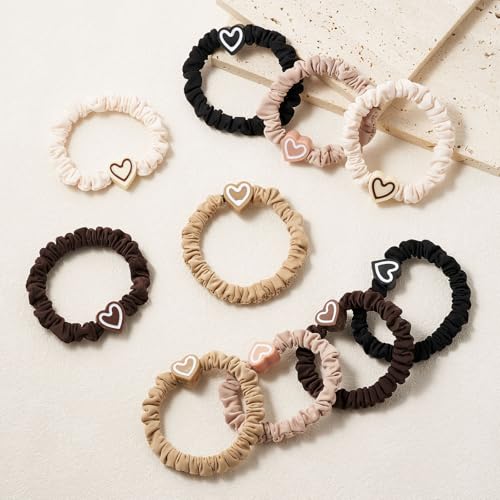 QIUTIMIY 10 Pcs No Damage Hair Ties Thick Hair Elastic Rubber Bands Hair Accessories Scrunchies Seamless for Women - color: Style 23