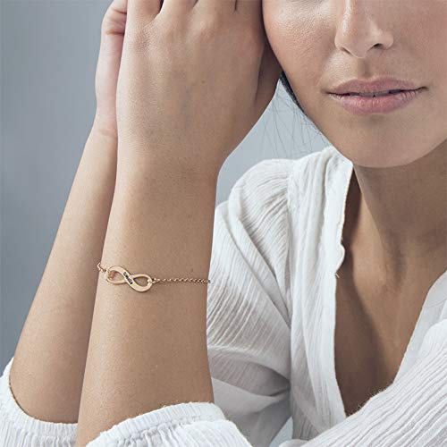 Personalized Infinity Bracelet - Choose Your Style - Sterling Silver, Solid Gold or Plated - Rolo Chain - color: 18K Rose Gold Plated Silver, size: 1 Name Bracelet