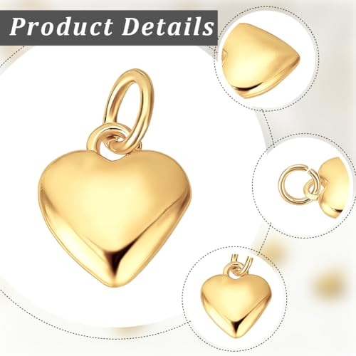 Beebeecraft 10Pcs Tiny Heart Charms 24K Gold & 925 Sterling Silver Plated Puffy Heart Charms Valentine Hearts Charm for Jewelry Making DIY Crafts Dangle Earring Bracelet - color: Gold & Silver