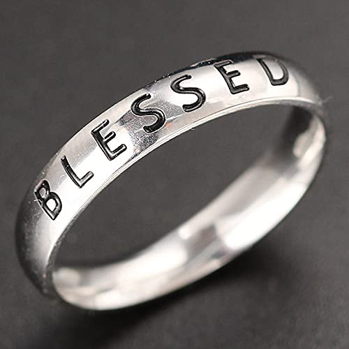 Jude Jewelers 4mm Stainless Steel Love Faith Hope Blessed Mantra Inspirational Wedding Band Ring - color: Blessed