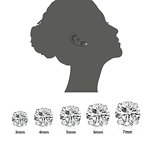 Stud Earrings Set 316L Stainless Steel Hypoallergenic Earrings for Women Men Earrings 3-7mm Cubic Zirconia Earrings Tragus Cartilage Helix Lobel Ear Studs 20G,Pack of 5 Pairs - color: A03:5Pairs(SILVER)