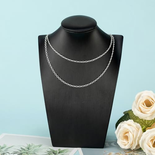 UMAOKANG 32.8 Feet Silver Jewelry Chain for Jewelry Making Silver Plated Brass Chain Roll Women Necklace Bracelet DIY Embossed Oval Cable Chain - color: Silver Embossed Oval