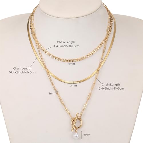 Dainty Pearl Necklace for Women Gold Plated Bridal Wedding Jewelry Trendy Cute Lariat Pearl Pendant Drop Charm Choker Stackable Necklace Gift for Women Mom Sister Daughter - color: E.3pcs