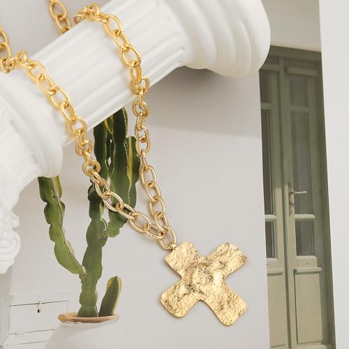SOFYBJA Saint Benedict Necklace Drop 18K Gold Toggle Medallion Coin Cross Pendant Necklaces Religious Jewelry Catholic Gift for Women - color: Gold Cross Necklace