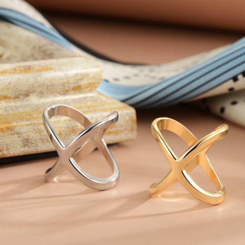 SYWDUDUCLT Scarf Ring for Women's Shawl, Silk Neckerchief, Tshirt, Gold/Sivler, S/M/L, 2 Pcs - style: Modern-S