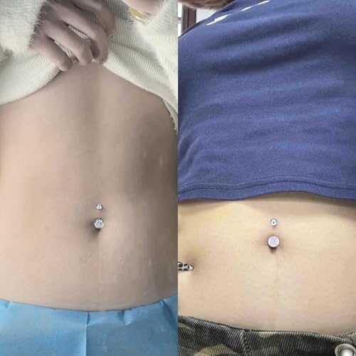 14G Dangle Belly Button Ring Piercing Jewelry 316L Stainless Surgical Steel Heart Flower CZ Reverse Navel Rings Dangling Belly Button Ring Piercing Jewelry for Women 14 Gauge Hypoallergenic - style: 15Pcs Silver