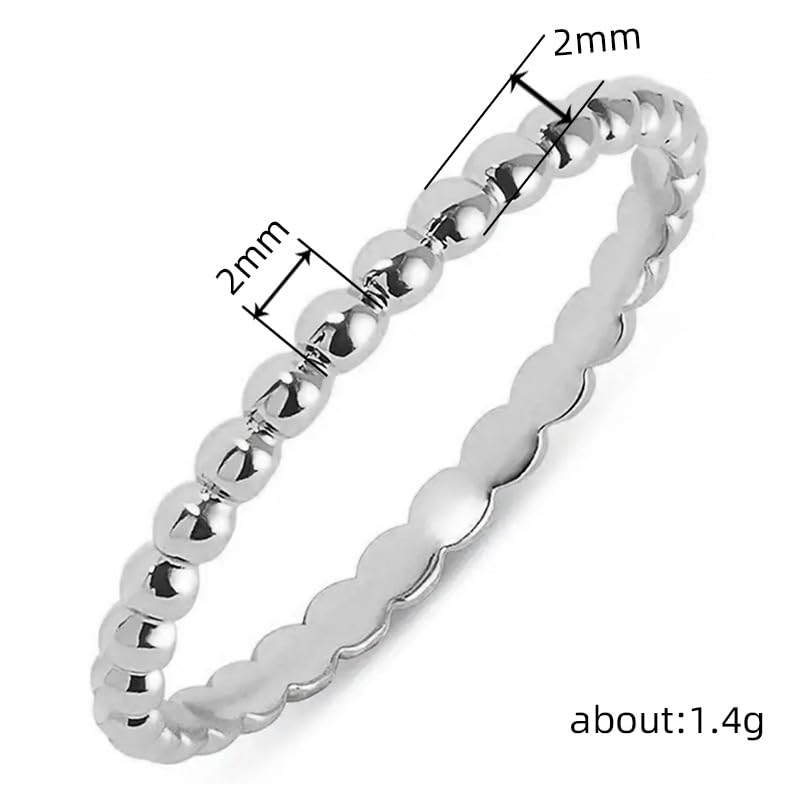 2MM Gold Stackable Rings Thin Band Rings Dainty Gold Rings for Women Trendy Beaded Twist Hammered CZ Stacking Rings 14K Gold Plated Rings for Knuckle Pinky Finger Jewerly Size 6 - size: Size 6