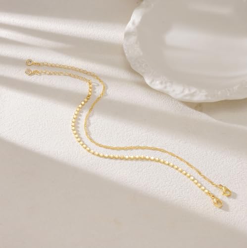 Moodear Gold Bracelets for Women, 2PCS Dainty 14K Gold Plated Link Chain | Waterproof Non Tarnish Jewelry, Adjustable Gold Plated Link & Bead Chain, Perfect for Daily Wear, Vacation Outfits & Gifts - color: gold-6