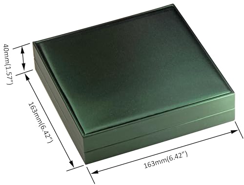 Green Big Necklace Chain Jewelry Gift Box Luxury Soft Touch PU Leather | A large pendant storage holder case for women men wedding engagement giftgiving(not big enough for chunky necklaces) - color: Green PU Big Necklace Box
