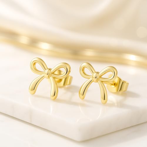 Gold Bow Earrings for Women, Long Tassel Chain Drop Earrings, Trendy Small Bow Earrings, Ribbon Waterfall Dangling Earrings, Pearl Bow Earrings, Sparkly Elegant Bowknot Preppy Jewelry Gifts for Women - color: Style-X