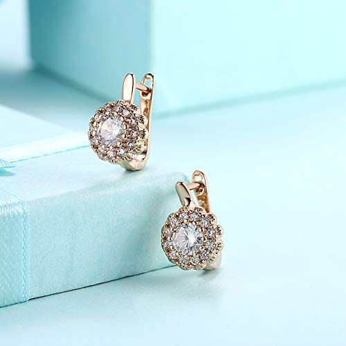 14K Rose Gold Plated Three Row Cubic Zirconia Small Huggie Hoop Earrings Fashion Jewelry for Men Women - color: yellow