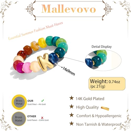 Bubble Initial Chunky Beaded Bracelet for Women Colorful Resin Bead Trendy Statement Big Stretch Bracelets Summer Beach Boho Charm Jewelry Cute Gifts for Women - color: Initial K