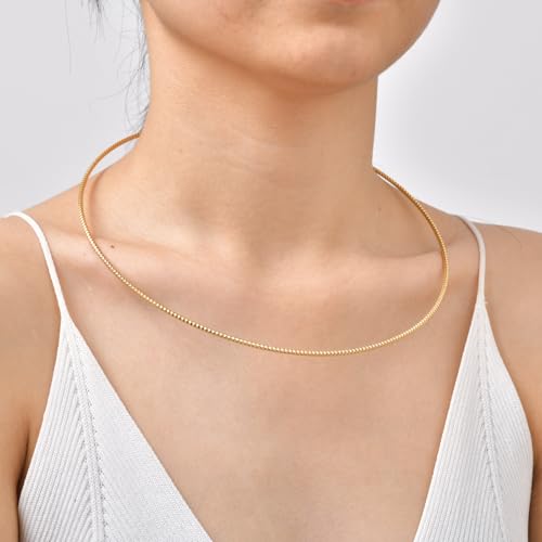 JAJAFOOK Minimalist Round Gold-Tone Bar Necklace Simple Fashion High Neck Choker Female King Neckwire - color: Wire with Ball
