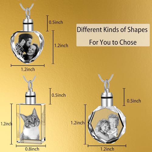 Farfume Personalized Photo Necklace for Women/Men, Memorial Jewelry Gifts | Holds 2 Pictures Pendant, Custom Engraved Text, Beautiful Locket for Girls, Durable Stainless Steel, Mothers Day Gifts - color: Crystal Irregular Necklace