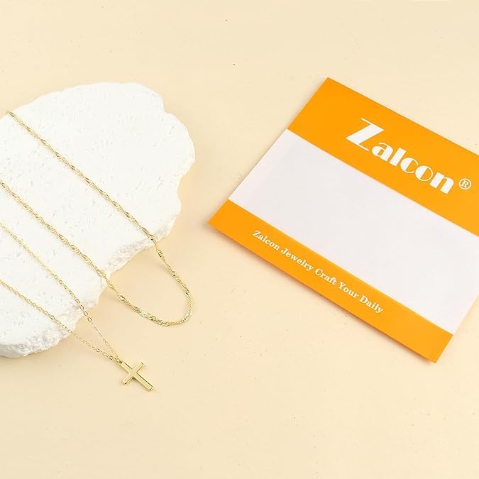 Zalcon Cross Necklace for Women, Gold Plated/Sterling Silver Plated Layered Choker Pendant Necklaces for Women Stack Jewelry for Women Trendy - style: Silver