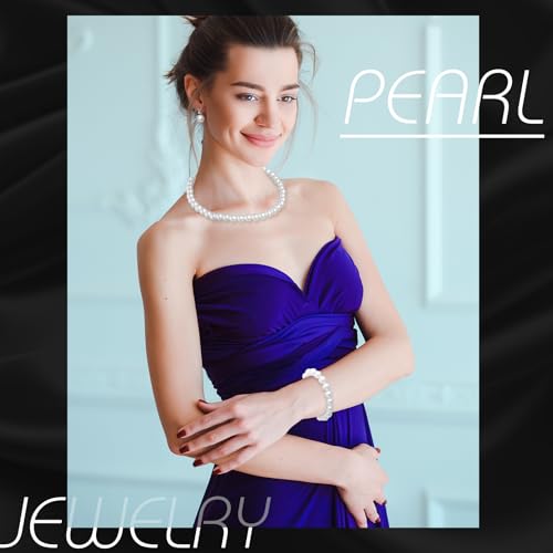 3 Pcs Pearl Jewelry Set Faux Pearl Clip on Earring Necklace Bracelet for Women Bridesmaid Birthday Wedding Gift - color: White, size: 12 mm