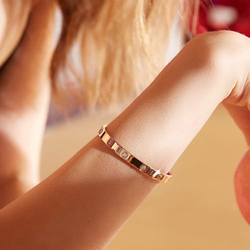2-Pack Friendship Bracelets for Women, 18K Gold Plated CZ Cuffs - size: Medium