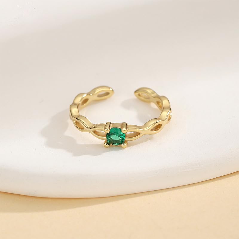 925 Sterling Silver Daisy Toe Ring for Women | 14K Gold Plated Flowers Green CZ Band Open Foot Ring Adjustable Toe Ring Elegant Summer Beach Foot Jewelry Wedding Gifts - color: Green CZ
