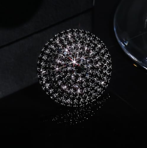 Cubic Zirconia Round Large Statement Open Ring for Women Sparkling Crystal Cluster Wedding Bridal Promise Adjustable Comfort Fit Finger Band Dainty Cocktail Party Jewelry for Bride Wife Eternity Rings - color: Black CZ