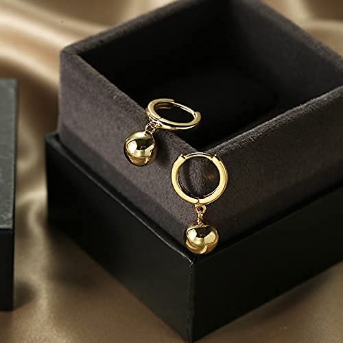 14k Gold Plated Ball Dangle Earrings for Women Sterling Silver Ball Drop Earrings Hypoallergenic Round Balls Hoop Earring Leverback Lightweight Earrings Fashion Jewelry - color: yellow