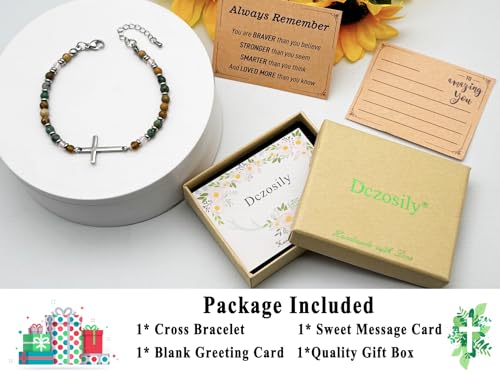 Dainty Bracelets for Women Paperclip Chain Bangles Handmade Tiny Cute Oval and Round Beaded Bracelet 316L Stainless Steel Jewelry Gift for Best Friend - style: Cross-Always Remember
