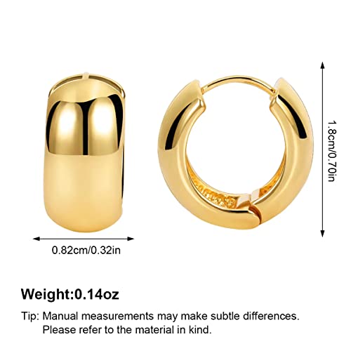 FAMARINE Chunky Thick Hoop Earrings for Women Gold Hoops Huggie Earrings for Men Gift - color: 0.7" Hoop