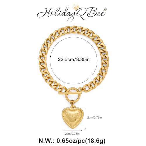 Gold & Silver Heart Chain Link Bracelets For Women - color: AMZ-SL22341A