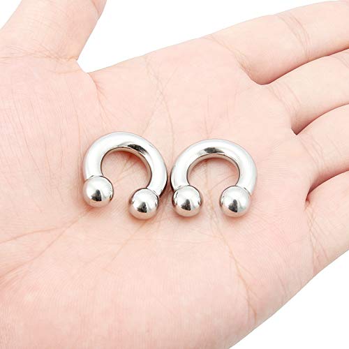 2Pcs PA Ring Horseshoe Circular Barbell 316L Surgical Steel Internally Threaded 00G 0G 2G 4G 6G 8G 10G Pierced Body Jewelry for Women 12mm 16mm 19mm - style: 1 pair-4G;Inner Dia:12mm